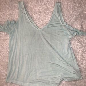 Mint green tie-shoulder top